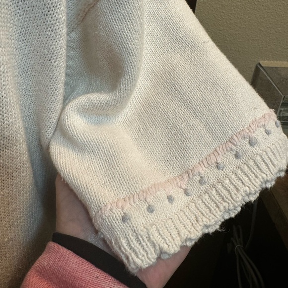 VINTAGE DANA SCOTT Cotton Floral Waist Embroidered Short Sleeve Sweater SZ M EUC - Picture 11 of 14